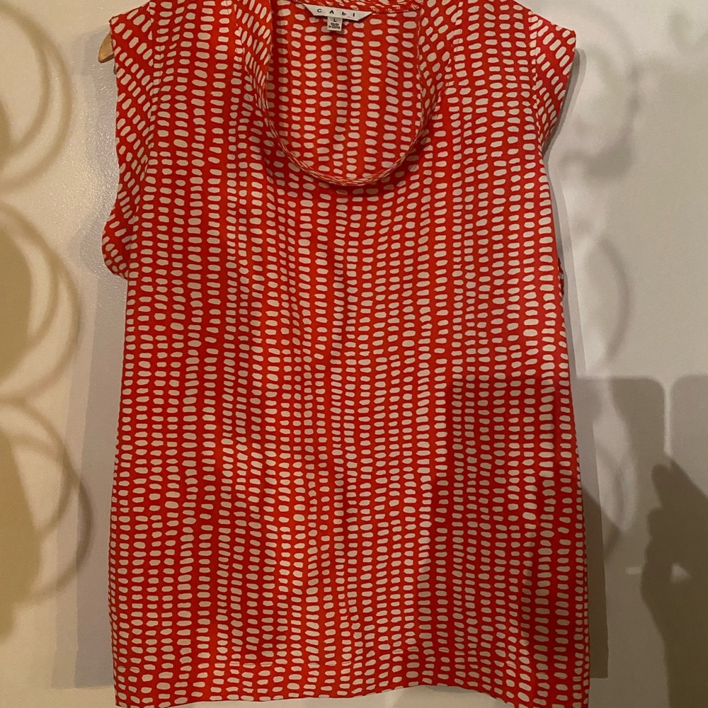 Cabi orange & white blouse size large